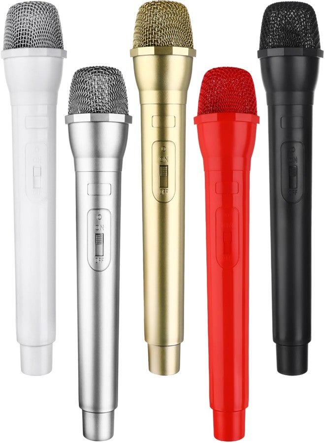 CosCosX 5 Pieces Microphone Prop Play Plastic Toy Microphone Fake Microphon-e Prop Simulate Speech Practice Plastic Microphon-e Stage MicroProp for Boy Girl Costume Party Favors,5 Color - Image 1